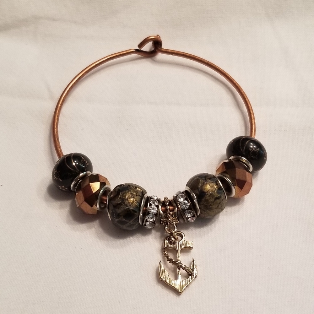 🔱 Fun copper anchor hook and loop bracelet